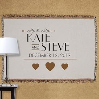 GiftsForYouNow Personalized Golden Hearts Wedding Afghan
