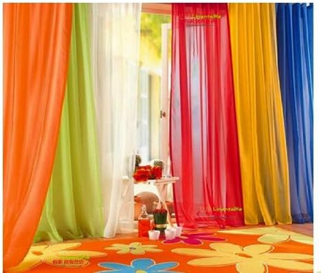 6 piece Rainbow Transparent Window Panel Curtain Set Explosion Special!!!! Orange, Green, White, Red, Yellow, Blue