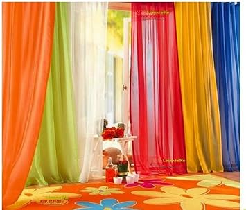 6 piece Rainbow Transparent Window Panel Curtain Set Explosion Special!!!! Orange, Green, White, Red, Yellow, Blue