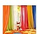 6 Piece Rainbow Sheer Window Panel Curtain Set Blow Out Pprice Special!!!! Lime, Orange, Red, White, Bright Yellow, Navy