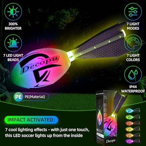 Premium Foam Glow in The Dark Football, Latest LED Light up Football, Color-Changing-Perfect Birthday&Camping Gift for Kids 8-15+,Sports&Outdoors Toys for Ages Kids 8 9 10 11 12 13 14 15 - Image 4
