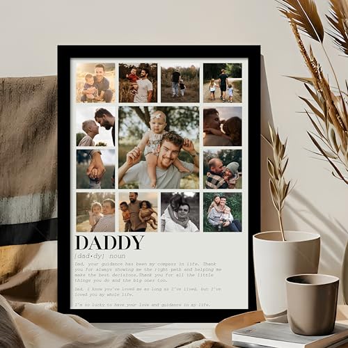 Image of Customized Fathers day Gift for your DAD with 13 Pictures Collage print for Mother Gifts Photo Frame With Photo Upload, Birthday, Couple, Parents (9.2x12.6 Inch)