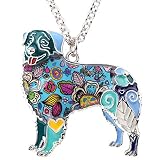 WEVENI Collar de aleación esmaltada con colgante de perro pastor australiano, joyería para mascotas, regalos para mujeres y niñas azul