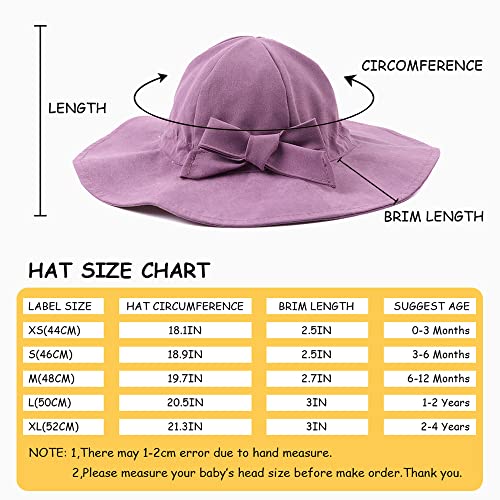 Bow Baby Girls Bucket Hat Infant Toddler Summer Cap Sun Protect Kids Hat For Girls (Deep Purple, 18.9"(6-12 Months)) #TOP5