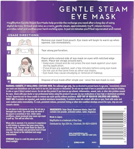 Megurism Gentle Steam Hot Eye Mask, rosa, pacote com 12