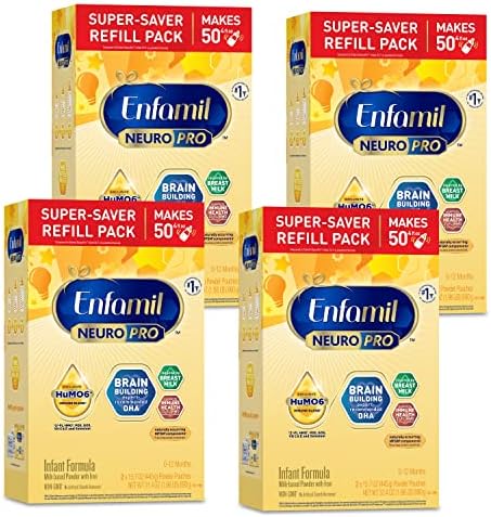 Enfamil NeuroPro Baby Formula, Triple Prebiotic Immune Blend with 2'FL HMO & Expert Recommended Omega-3 DHA, Inspired by Breast Milk, Non-GMO, 15.7 Oz - 2 Count (Pack of 4)