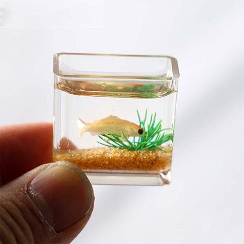 Miniatura 3 de Casa de muñecas en miniatura, 1 unidad, casa de muñecas, mini pecera de cristal, modelo para el hogar, cuenco de pescado en miniatura, modelo de