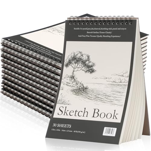 Jexine 60 Pcs 5.5 x 8.5 Top Spiral Bound Sketch Book 30 Sheet Each(68lb/100gsm) Sketching Drawing Pad Bulk Artist Sketch Pad Drawing Paper Art Sketchbook for Painting (Tree)