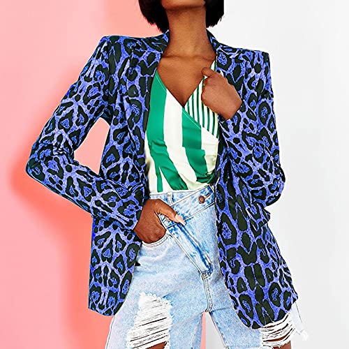 Leopard Blazer Jacket For Women Plus Size Graphic Print Button Open Front Long Sleeve Jacket Business Work Office Suit Blazer #TOP1