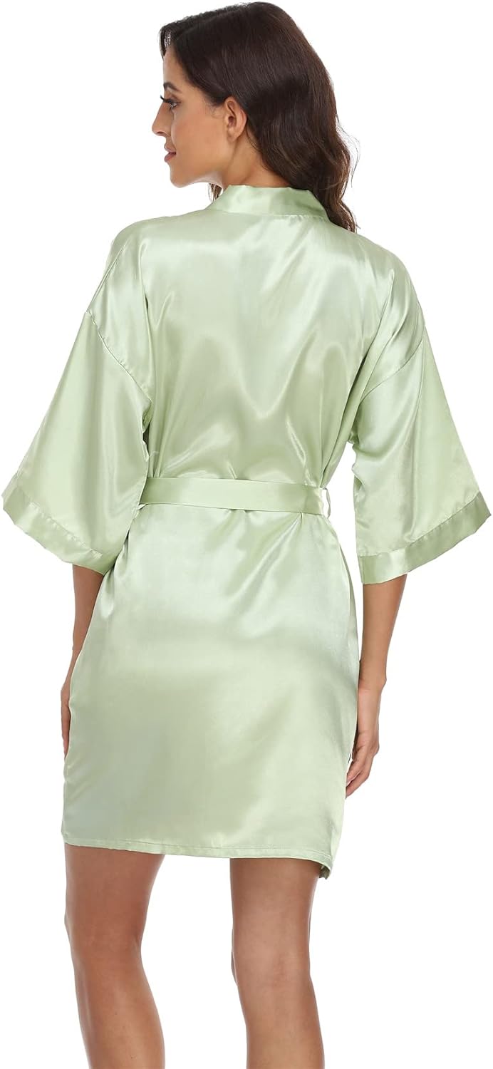 Women's Satin Kimono Robes Bridesmaid Wedding Robes Silky Bathrobes Summer Loungewear - Image 5