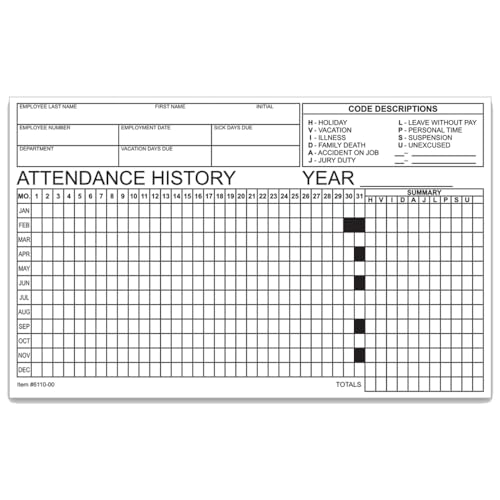 Employee Attendance & Time Tracking Sheet – HR Sign-in Log, Office Staff Attendance, Payroll Hours Tracker, Workforce Management Form – 8