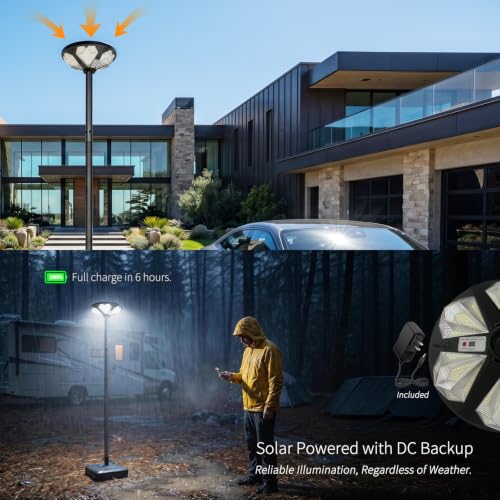 Locontifni 90 Inch Outdoor Solar Street Light with Pole & Fillable Base by Locontifni - Image 8