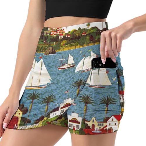Jupe de course athlétique haut de gamme voile femme | Jupe-short de tennis et golf élégante