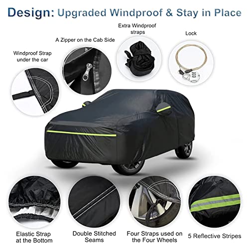 Image of Car Cover for Jeep Grand Cherokee 2011-2025 WK2 (Up to 193 inch L) | 210T Polyester Fabric Waterproof Windproof 6 Layer Full SUV Car Covers with Door Zipper and Storage Bag