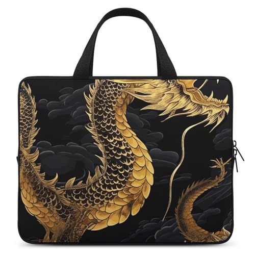 Bolso para laptop unisex con diseño dragón amarillo miniatura 1