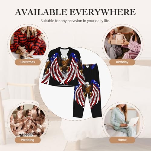 Pyjama aigle drapeau USA noir L en polyester-élasthanne doux