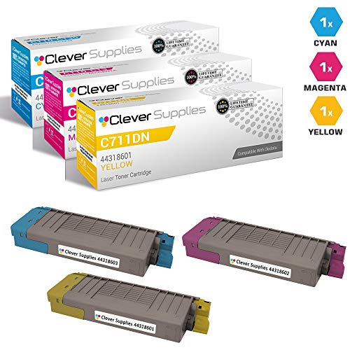 CS Compatible Toner Cartridge Replacement for Okidata C711 44318603 Cyan 44318601 Yellow 44318602