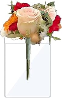 12 Pack Boutonniere Plastic Sleeve - Flowers Not Included, Holder for Suit Jacket Pocket - No Lapel Pin Required, Perfect for Wedding Groom and Groomsmen Suits