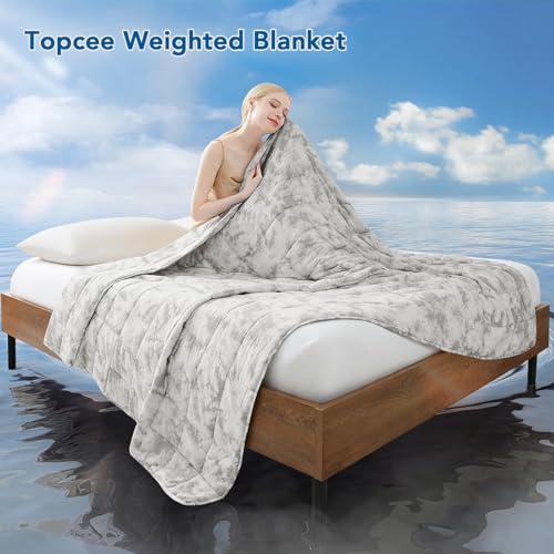 Topcee Weighted Blanket for Adults (20 lbs, 60" x 80") Queen Size Soft Cooling Heavy Blanket Sleeping, Apply to 190-210 lbs Body, Thick Breathable Blanket with Glass Bead, Easy Care