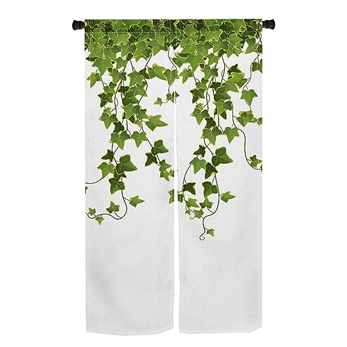のれん Qinunipoto リーフ柄 緑の藤の葉 植物 暖簾 シンプル風 幅85cm丈150cm インテリア 出入り口 目隠し おしゃれ すだれ 遮光 部屋 間仕切りカーテン 門カーテン ポリエステル製 オーダー可 簡単取付 四季兼用