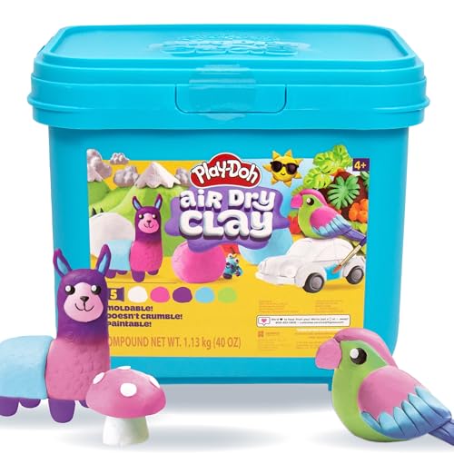 Play-Doh Brand Multicolor Air Dry Clay Bucket 40 oz 5 Colors Paintable Clay Lightweight & Crumble-Free Sculpting Clay Arts and Crafts Supplies Kids Craft Material