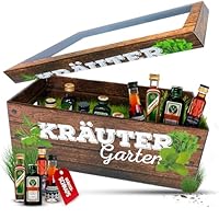 Longfair Männer-Kräutergarten | witziges Geschenk mit Alkohol | 8x Kräuter-Likör für Männer und Frauen | Jägermeister, Kümmerling u.v.m.