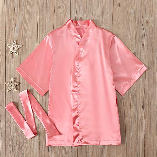 Girls Silky Satin Kimono Robe Nightgowns Cute Short Sleeve Sleeper Gowns Soft Pajamas Dress Elegant Loungewear3