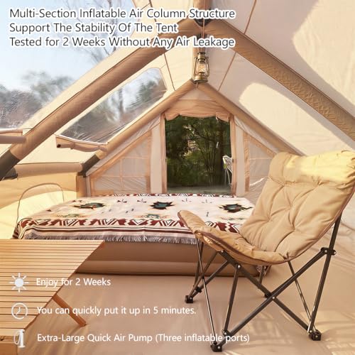 Image of Inflatable Tent for Camping Large Blow Up Tent Glamping Tent 4-8 Person House, Easy Set up Waterproof Outdoor Oxford Tents, 4 Season Air Tents with Pump