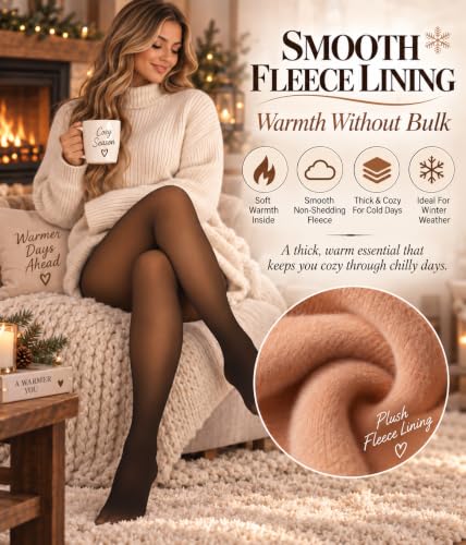 Image of MERYLURE High Waist Fleece Lined Tights Women Skin Tone, Fake Translucent Winter Warm Pantyhose Thick Thermal Leggings