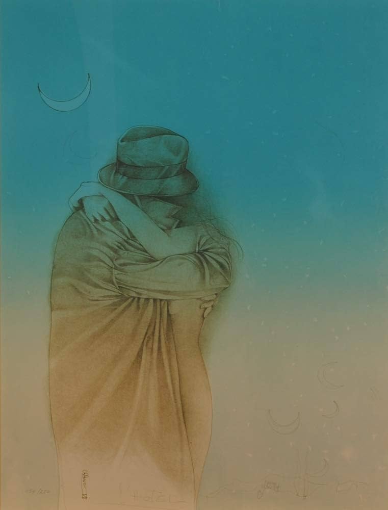 リトグラフ ブルーノ・ブルーニ 「望月夜」 額付き Amazon | 人物画 絵画 男と女 リトグラフ 版画 ブルーノ・ブルーニ