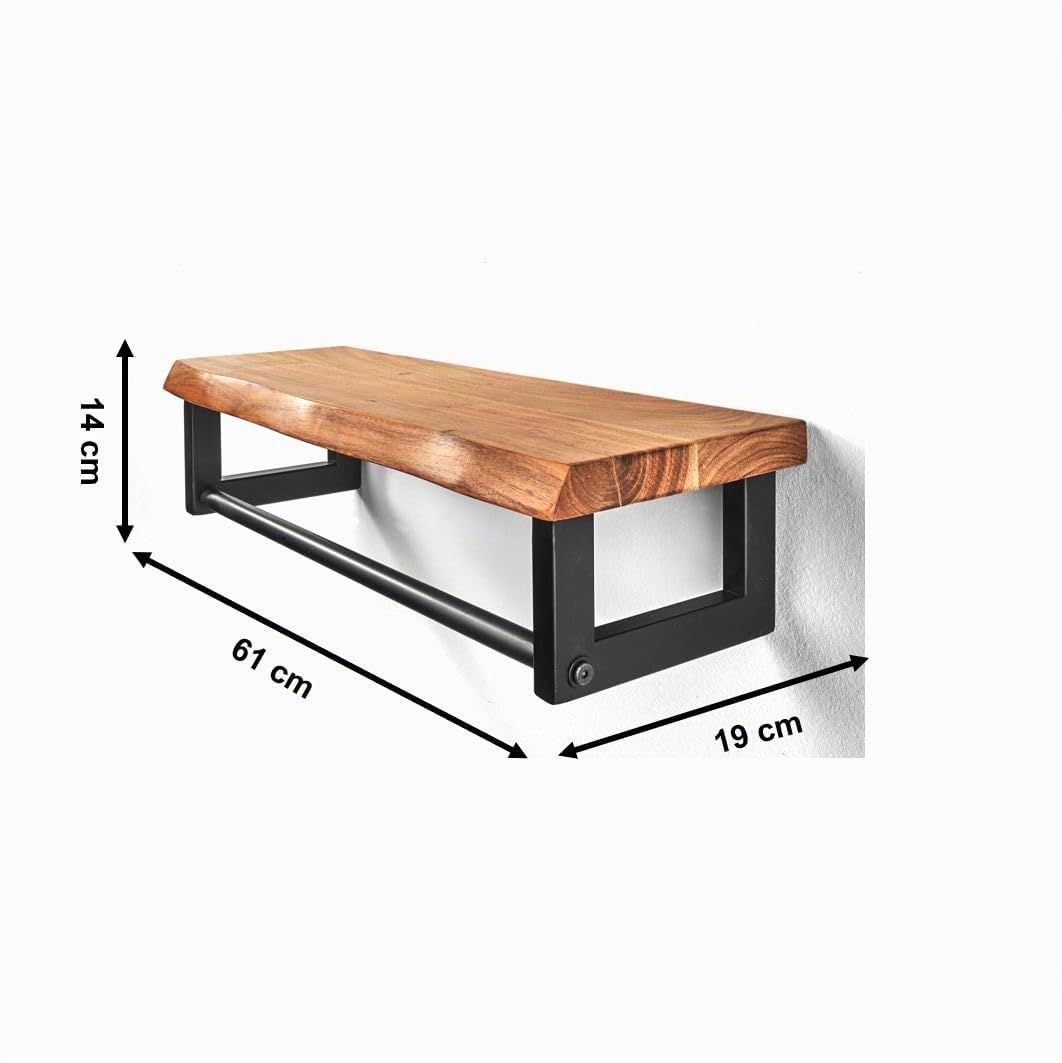 Kobolo Garderobe Wandregal Wandgarderobe aus Metall und Holz
