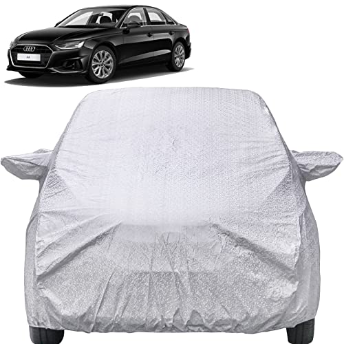 Image of Autofact Waterproof Car Body Cover Compatible with Audi A4 with Mirror Pockets (Shinning Silver)