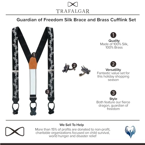 Set de tirantes y mancuernillas de seda y latón para hombre miniatura 4