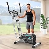 Bicicleta Elíptica,3 en 1 Máquina Elíptica para Casa con 16 Niveles de Resistencia,Monitor LCD, Bluetooth App y Soporte para Dispositivos,Pedal Antideslizante, Ejercicio Peso máximo 287LBS