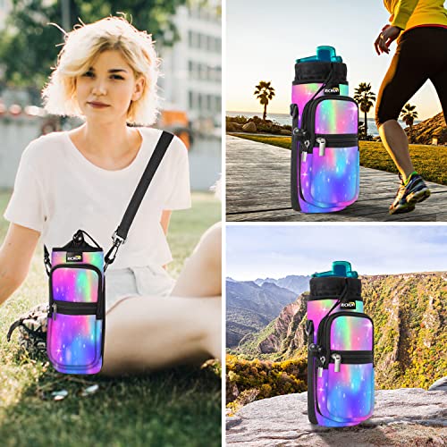 Image of RICHEN Neoprene Water Bottle Carrier Bag with Adjustable Shoulder Strap,Insulated Water Bottle Cover for Stainless Steel /Glass /Plastic Bottles