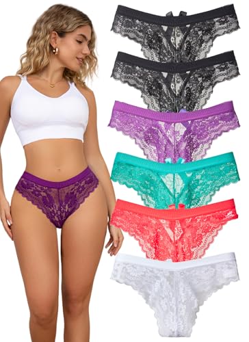 Hialegion Tangas Mujeres Sin Costuras,Thongs de Encaje con Lazo para Mujeres,Braguitas Elásticas y Transpirables Multipack Talla S