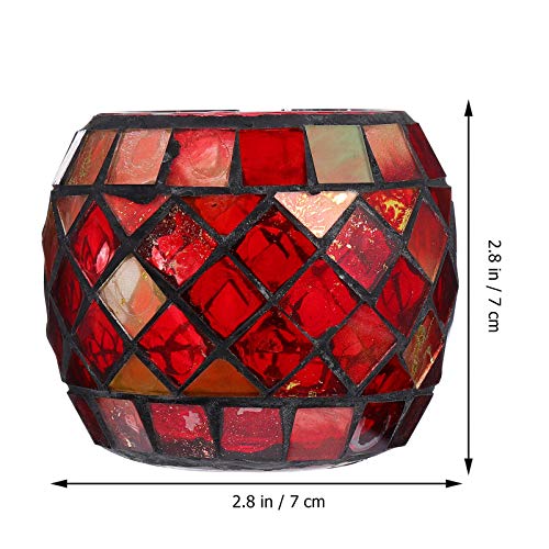 Ledmomo Red Mosaic Candle Holder Glass Votive Candle Holder Mosaic Glass Tealight Holder For Home Decor Wedding Party Table Decorations #TOP1