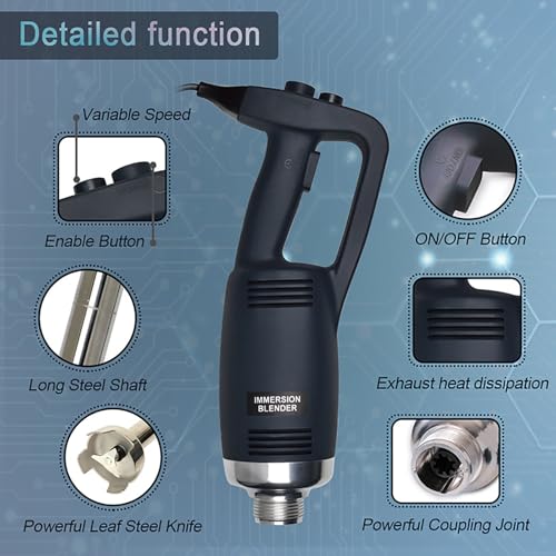 500W Powerful Hand Blender, Electric Stick Blender, Speed 4000RPM to 16000RPM Adjustable, 304 Food-Grade Stainless Steel Material and Prevents Splashing Design, for Food, Vegetables, Soup 4