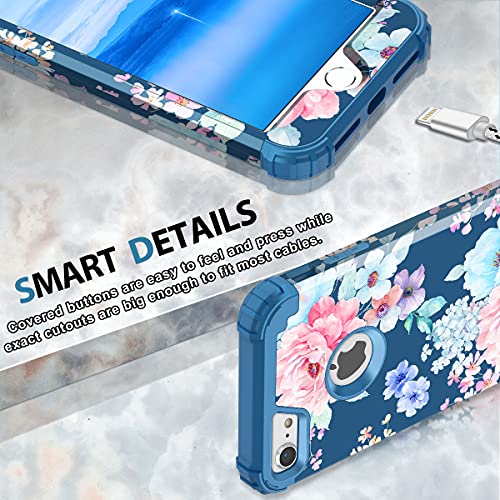 Rancase For Iphone 8 Case,Iphone 7 Case,Three Layer Heavy Duty Shockproof Protection Hard Plastic Bumper +Soft Silicone Rubber Protective Case For Apple Iphone 8/7,Flower #TOP6