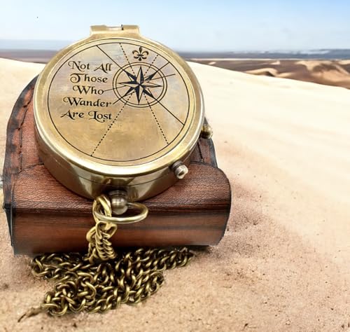 Nautical Pocket Compass Not All Those Engraved Brass Camping Compass Engraved Pocket Compass for Trekking Survival Outdoor Item by SANA Nautical Compass, 5 x 5 x 1.8''
