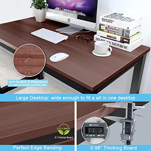 Tribesigns Computer Desk, 55 inch Large Office Desk Computer Table Study Writing Desk for Home Office, Teak + Black Leg