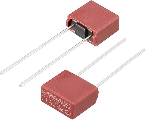 Miniatura 4 de uxcell 10pcs DIP montado en miniatura cuadrado lento golpe micro fusible T1A 1A 250V rojo