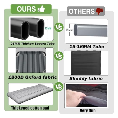 سرير تخييم قابل للطي للبالغين، سرير 3 في 1 شديد التحمل لنوم الضيوف، طبقة مزدوجة قابلة للتعديل 1200D مع مرتبة وشنطة حمل للمنزل والمكتب والعطلات والاستخدام في المستشفى