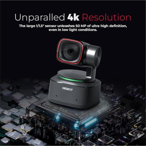 OBSBOT Tiny 2 4K Webcam with 1/1.5" Sensor, PTZ AI Tracking Multi- Mode, Auto Focus, Gesture Control, 60 FPS, Voice Control, HDR Light Correction, Webcam for PC, Streaming, Meeting, etc. - Image 5