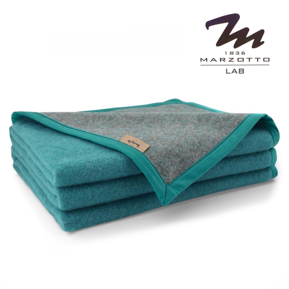 LANEROSSI Coperta Matrimoniale Marzotto Art. Marta CAROLA doubleface - misura cm 210x250 in 100% pura lana vergine peso 380gr INVERNALE (Pavone AZZURRO)