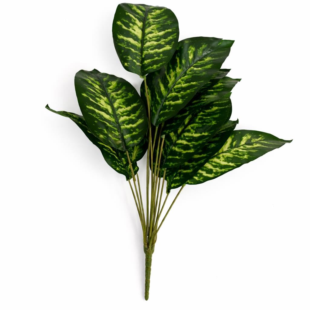 Artificial Dieffenbachia Caladium Style Stem Plant Large Faux Green Foliage Arrangement