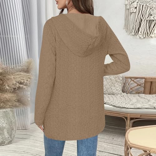 Loose Fit Jacket for Women Winter Fall Long Sleeve Crochet Striped Hooded Cardigan Jackets Hoods Coat Women 20254