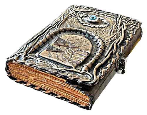 Doors of Durin Journal - Tolkien LOTR Libro degli incantesimi fatto a mano, libro delle ombre 3D con serratura, decorazione Hocus Pocus, taccuino in pelle vintage, diario di stregoneria, regalo e