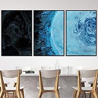 3 Piece Framed Canvas Wall Art Abstract Fluids 3D Abstract Abstract Brushstroke Contemporary - 16