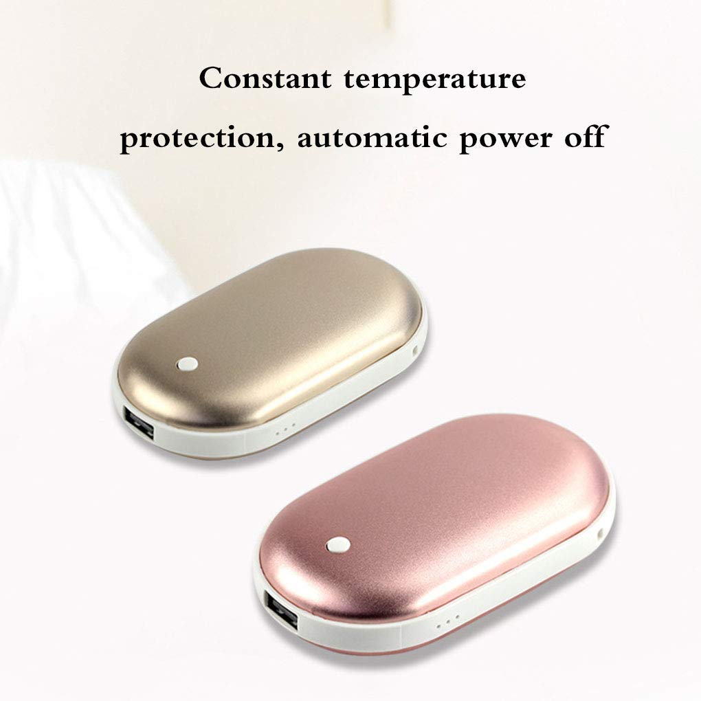 Scaldamani Ricaricabile USB Scaldamani Elettrico a Due Lati Powerbank Portatile Riutilizzabile Regalo Invernale Powerbank Sportivo Indoor-Outdoor, Oro Locale